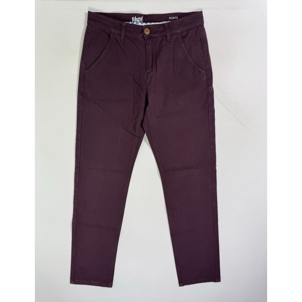 Mugsy Ports Chino Pants Mens 30x32 Maroon Burgundy Stretch K4PNPT-30X32 Casual